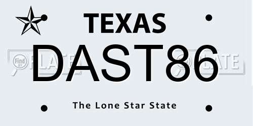 DAST86 Texas License Plate