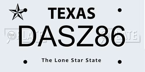 DASZ86 Texas License Plate