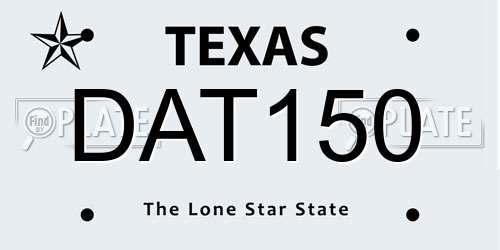 DAT150 Texas License Plate