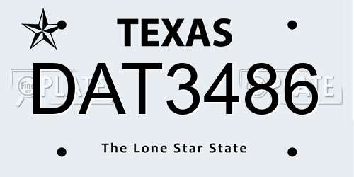 DAT3486 Texas License Plate