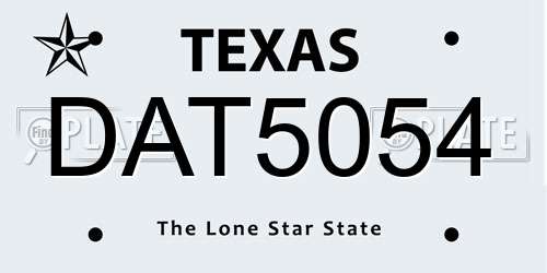 DAT5054 Texas License Plate