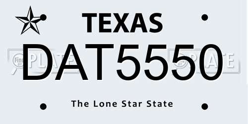 DAT5550 Texas License Plate