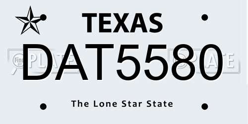DAT5580 Texas License Plate