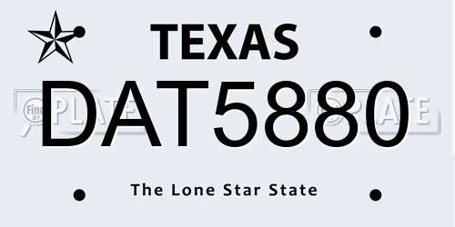 DAT5880 Texas License Plate