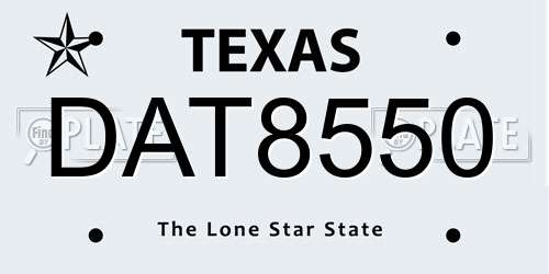 DAT8550 Texas License Plate