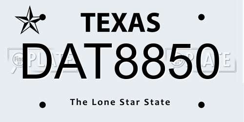 DAT8850 Texas License Plate