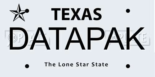 DATAPAK Texas License Plate