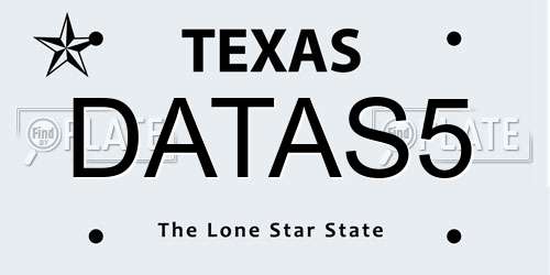 DATAS5 Texas License Plate