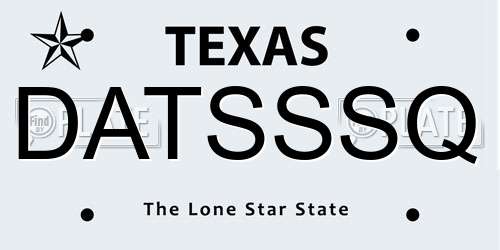 DATSSSQ Texas License Plate