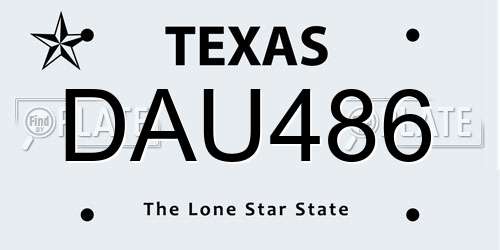 DAU486 Texas License Plate