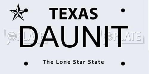 DAUNIT Texas License Plate