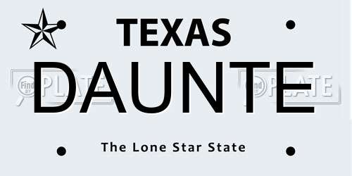 DAUNTE Texas License Plate