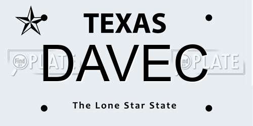 DAVEC Texas License Plate