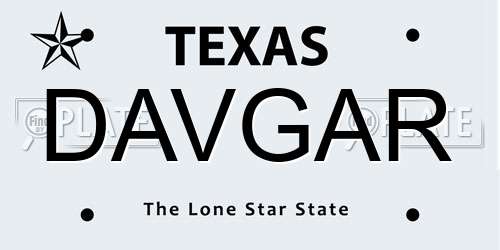 DAVGAR Texas License Plate