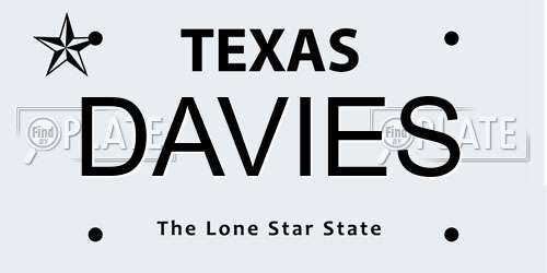 DAVIES Texas License Plate