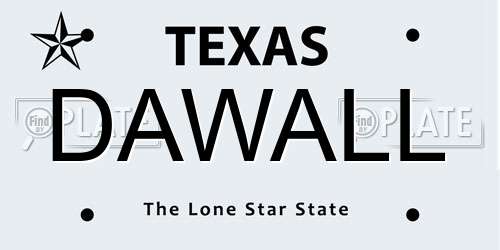 DAWALL Texas License Plate