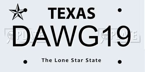 DAWG19 Texas License Plate