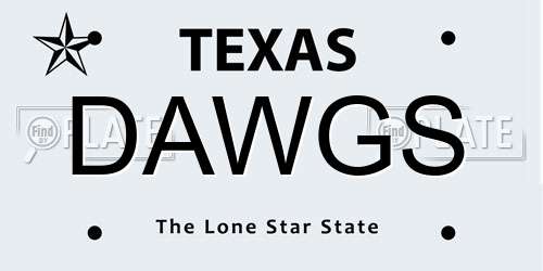 DAWGS Texas License Plate