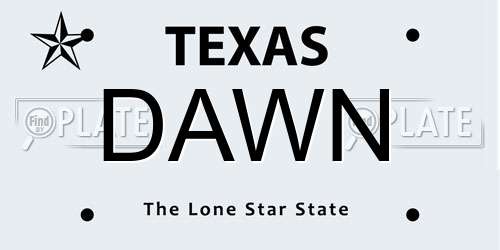 DAWN Texas License Plate
