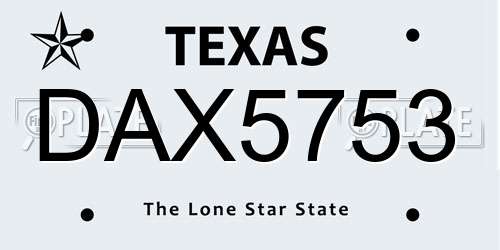 DAX5753 Texas License Plate