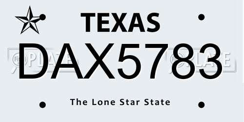 DAX5783 Texas License Plate