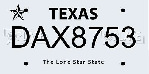DAX8753 Texas License Plate