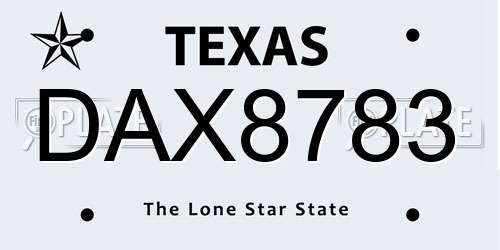 DAX8783 Texas License Plate