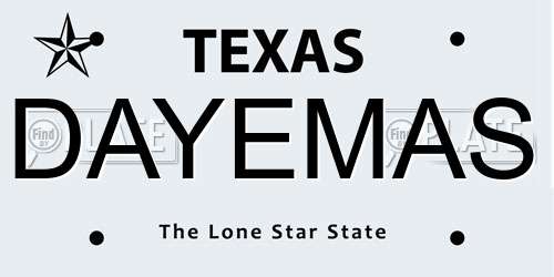 DAYEMAS Texas License Plate