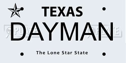 DAYMAN Texas License Plate