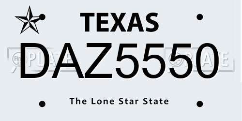 DAZ5550 Texas License Plate