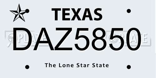 DAZ5850 Texas License Plate