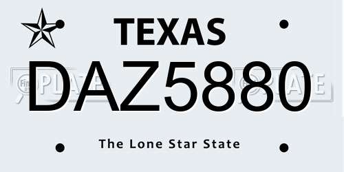 DAZ5880 Texas License Plate