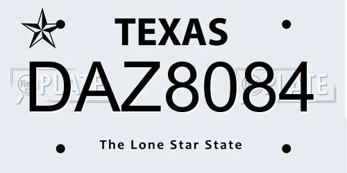 DAZ8084 Texas License Plate