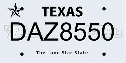 DAZ8550 Texas License Plate