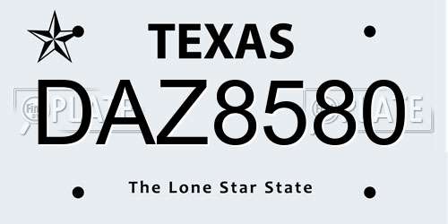 DAZ8580 Texas License Plate