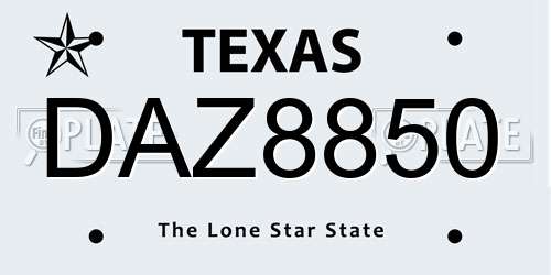 DAZ8850 Texas License Plate