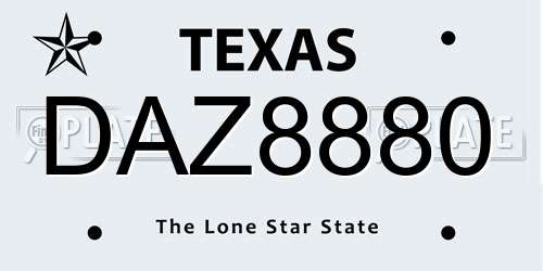 DAZ8880 Texas License Plate