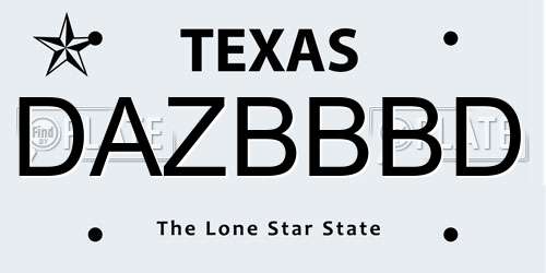 DAZBBBD Texas License Plate