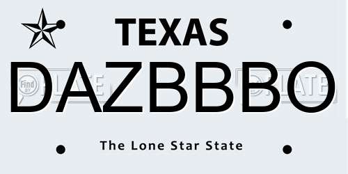 DAZBBBO Texas License Plate