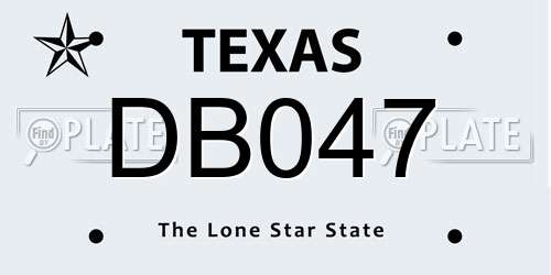 DB047 Texas License Plate