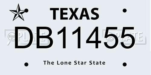 DB11455 Texas License Plate