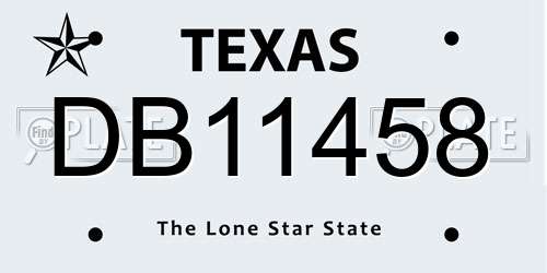 DB11458 Texas License Plate