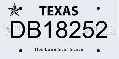 DB18252 Texas License Plate