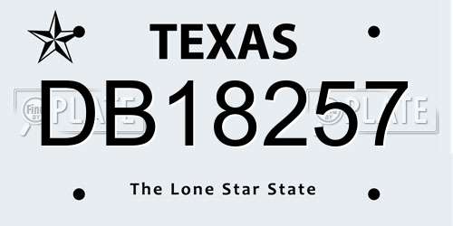 DB18257 Texas License Plate