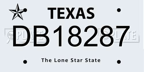 DB18287 Texas License Plate