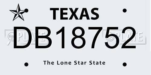 DB18752 Texas License Plate