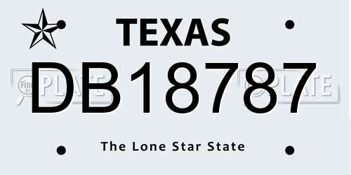 DB18787 Texas License Plate