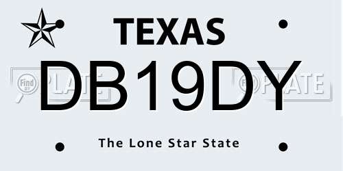 DB19DY Texas License Plate