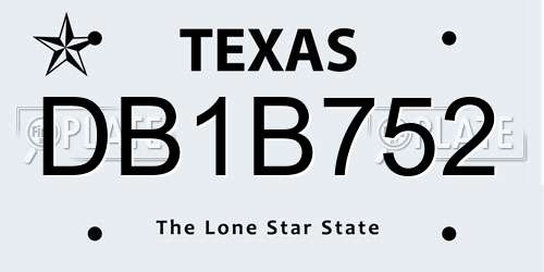 DB1B752 Texas License Plate