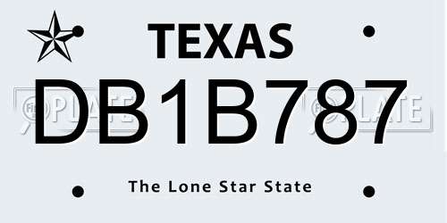 DB1B787 Texas License Plate